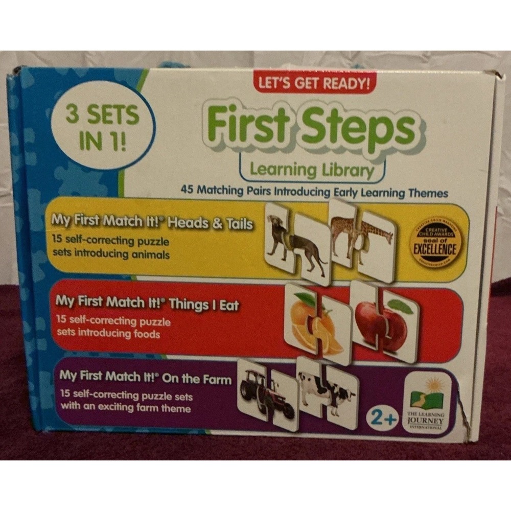 First Steps Learning Library Let's Get Ready ANIMALS FOOD FARM 3-in-1 Puzzle